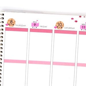 Happy Cookies and Milk Date Dots Covers for Vertical Erin Condren Life Planner ECLP Kawaii Cute Funny Mambi Create 365 Dairy Chocolate Chip