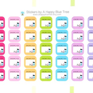 Glückliche Übung Schreiben In Square Tracker Erinnerung Aufkleber Erin Condren Life Planner Mambi Pflaume persönliche Kawaii niedlich lustige Work-Run-Laufen