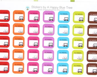 Happy Online Home School Write-in SQUARE Tracker Reminder Stickers Erin Condren Life Planner Personal Kawaii Blended Teacher Distance Learn