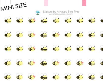 MINI Happy Honey Bee Emotions Themed Stickers for Erin Condren Life Planner ECLP Mambi Personal Plum Kikkik Funny Kawaii Cute Tiny Insect