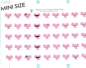 MINI Happy Axolotl EMOTIONS Themed Stickers for Erin Condren Life Planner ECLP Mambi Personal Plum Kikkik Midori Kawaii Cute Tiny Fish