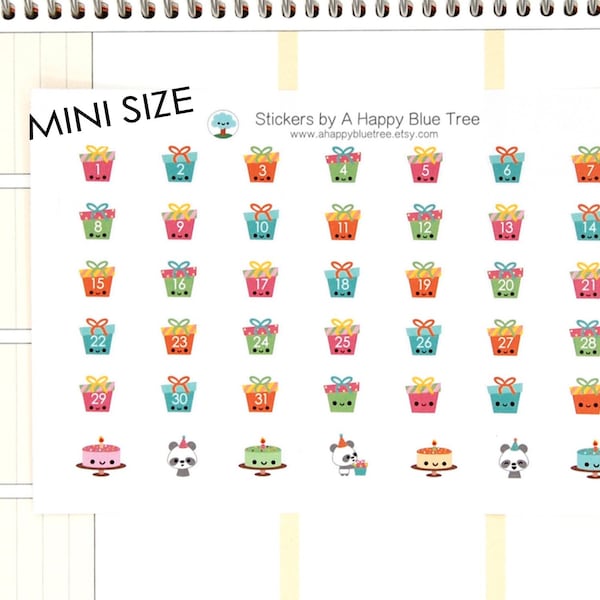 Happy Present Date Dots Covers MINI Size Erin Condren Life Planner ECLP Mambi Kawaii Cute Funny Vertical Birthday Gifts Christmas Tiny 3/8"