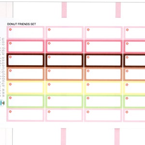 Bunte Etiketten mit einer Blume (Donut Freunde Farben) Aufkleber Erin Condren Life Planner ECLP Mambi persönliche Kawaii süße Sommer Strand rosa