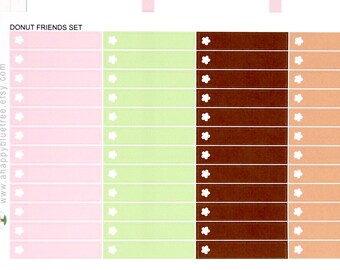 Colorful Headers/Thin Labels with Flower (Donut Friends Kit Color) Reminder Stickers Condren Planner Mambi Personal Kawaii Cute Vertical