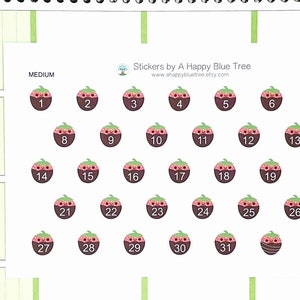 Happy Chocolate Covered Strawberries Date Dots Covers MEDIUM Size Erin Condren Life Planner ECLP Mambi Kawaii Cute Funny Valentine Love 1/2"
