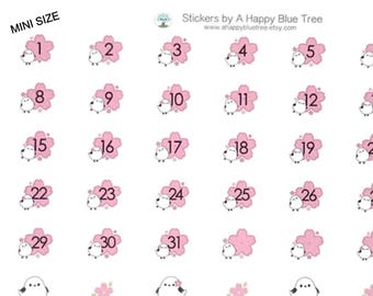 Happy MINI Cherry Blossom Birds Date Covers MONTHLY Erin Condren Life Planner ECLP Kawaii Cute Funny Personal Mambi A5 A6 Tiny Small