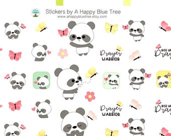 Fröhliche Panda- und Schmetterlings-Sticker für Erin Condren Life Planner ECLP Mambi Personal Plum Kikkik Midori Kawaii Cute Prayer