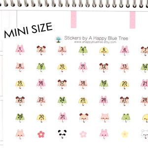 MINI Happy Animal Umbrella Rainy Monthly Date Dots Covers Erin Condren Life Planner ECLP A5 B6 A6 Personal Planner Kawaii Cute Funny Tiny