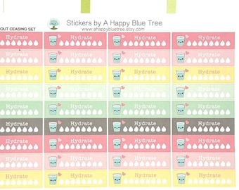 Happy Hydrate Label (Pray Without Ceasing Colors) Tägliche Aufkleber Tracker Erinnerung Erin Condren Lebensplaner Mambi Kawaii Niedliche Wasserbecher