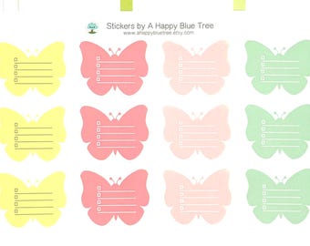 Fröhliche Schmetterlings-To-Do-Liste, komplette Box mit Aufklebern, Erin Condren Lebensplaner, vertikal, 1,5 Zoll, Mambi Kawaii, süße Frühlingsschmetterlinge, Pastellfarben