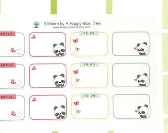 Betende Pandas & Schmetterlinge – Halbe Boxen – Niedliche Kawaii-Planeraufkleber – Erin Condren Persönliches ECLP-Kit – Vertikal – Horizontal – Wünsche – Gebete – Frühling