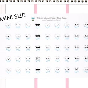 MINI Happy Rainy Day Emotions Themed Stickers Erin Condren Life Planner ECLP Mambi Personal Cloud Storm Kawaii Cute Tiny Weather Angry Sad