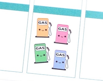 Happy Get Gas Pump Station Reminder Kawaii Stickers Erin Condren planner, Midori Traveler's Notebook, Calendar, Scrapbook Journal Funny Cute