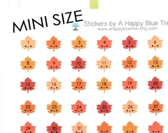 Tiny Happy Leaf Fall Monthly Date Dots Covers Erin Condren Life Planner ECLP A5 Personal Planner Kawaii Cute Funny Autumn Weekly Leaves Mini