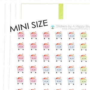 MINI ハッピーショッピングカート 買い物リマインダー かわいい パーソナルプランナー ステッカー エリン・コンドレン キッキク ミドリ ノートブック A5 おもしろかわいい 小さい