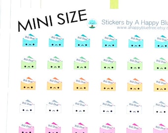 MINI Happy or Sad Bill Due Tracker Reminder Cute Kawaii Personal Planner Stickers Erin Condren Midori Notebook A5 Kikkik Funny Cute Budget