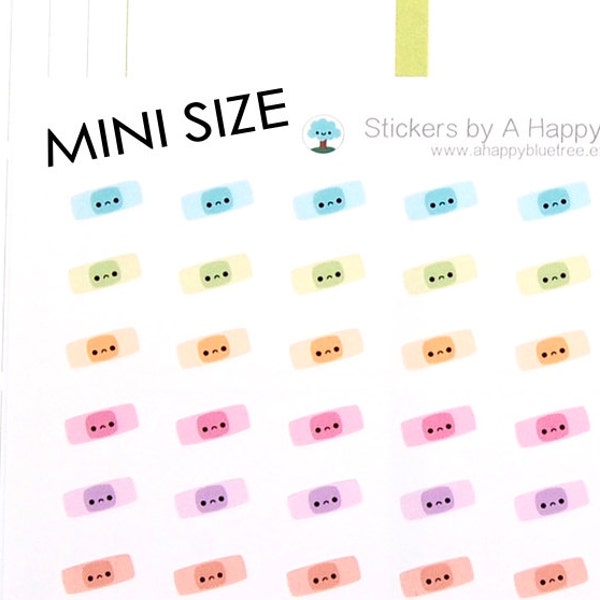 MINI Happy (or Sad) Bandaid Band Aid Reminder Cute Kawaii Personal Planner Stickers Erin Condren Kikkik Midori Notebook Funny Ouch Boo Boo