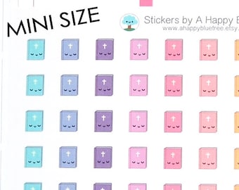 MINI Lembrete para Rastreador de Igreja Bíblica Feliz ou em Oração, Adesivos Fofos e Kawaii para Planejador, Erin Condren Mambi Personal Plum Gospel Study Cristão