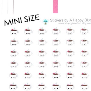 MINI Happy Coffee Cup Tracker Reminder Cute Kawaii Planer Stickers Erin Condren kkik Personal Mambi A5 Funny Cappuccino Starbucks Drink