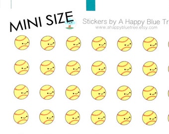 MINI Happy Yellow Softball Game Practice Reminder Cute Kawaii Planner Stickers Erin Condren Midori Personal A5 A6 Mambi College Baseball