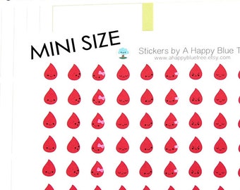 MINI Happy Blood Drop Reminder Tracker Cute Kawaii Personal Planner Stickers Erin Condren Midori Notebook Kikkik A5 Funny Period Donate