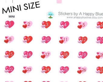 Tiny Happy Hearts Monthly Date Dots Covers Erin Condren Life Planner ECLP A5 A6 Personal Kawaii Cute February Mini Valentines Day Love