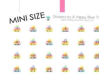 Happy MINI Unicorn Rainbow Poo Date Covers MONTHLY Erin Condren Life Planner ECLP Kawaii Cute Funny Personal Mambi A5 A6 Tiny Poop