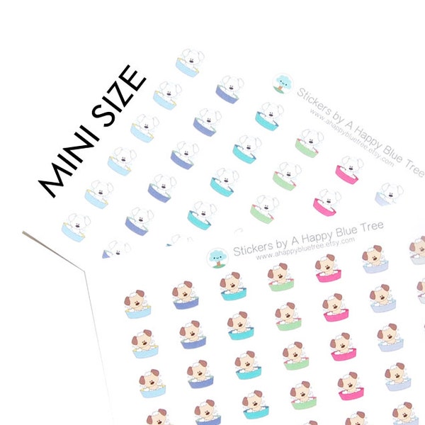 MINI Wash Your Happy Dog Reminder Kawaii Stickers Erin Condren planner Midori Personal A5 A6 Kikkik Mambi Tiny Funny Cute Puppy