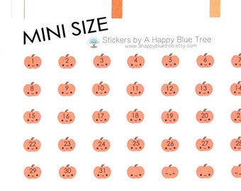 Tiny Happy Pumpkin Monthly Date Dots Covers for Erin Condren Life Planner ECLP A5 Personal Planner Kawaii Cute Funny Halloween Weekly Mini
