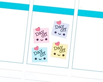 Happy Day Off Reminder Tracker Cute Kawaii Planner Stickers for Erin Condren Midori Mambi A6 Personal Funny Work Holiday Vacation
