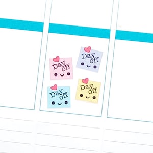 Happy Day Off Reminder Tracker Cute Kawaii Planner Stickers for Erin Condren Midori Mambi A6 Personal Funny Work Holiday Vacation