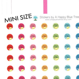 Glücklich MINI vergessen Sie nicht Erinnern Aufkleber für Erin Condren Life Planner ECLP Mambi Kikkik persönliche Kawaii süße Besorgungen Einkaufen