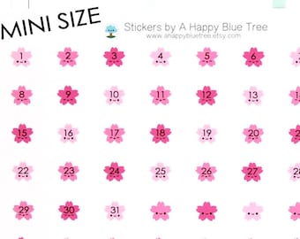 Tiny Happy Cherry Blossom Monthly Date Dots Covers Erin Condren Life Planner ECLP A5 A6 Personal Kawaii Cute May April Mini Flower Sakura