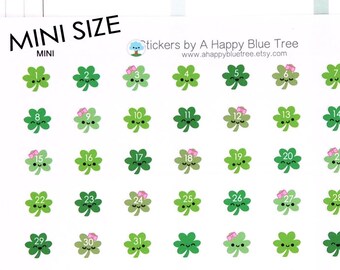 Tiny Happy Clover St. Patrick's Day Monthly Date Dots Covers Erin Condren Life Planner ECLP A5 A6 Personal Kawaii Cute March Shamrock Mini