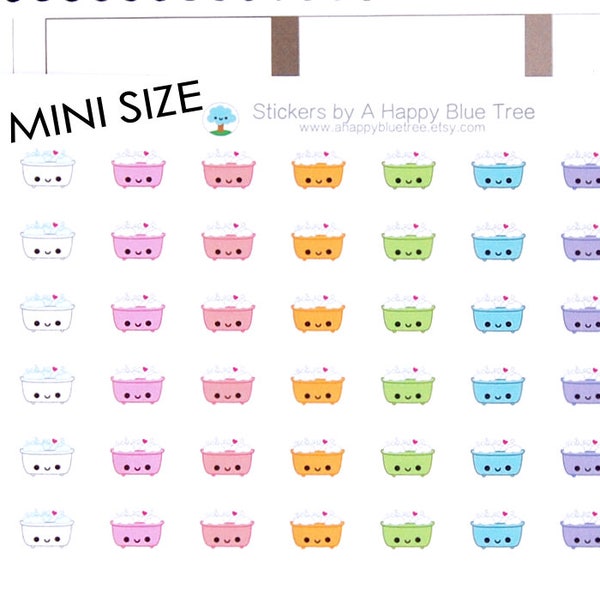 MINI Happy Bath Tub Tracker Reminder Stickers Erin Condren Planner ECLP Midori Plum Mambi Kikkik Filofax Kawaii Cute Funny Bubble Shower