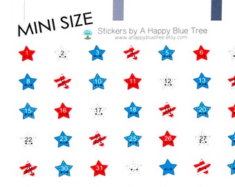 Happy MINI Stars and Stripes Date Dots Covers Erin Condren Life Planner ECLP Kawaii Cute Funny Personal Mambi July 4th Bbq Fourth Summer