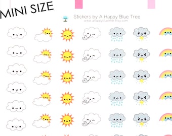 MINI Happy and Sad Weather Tracker Reminder Cute Kawaii Personal Planner Stickers Erin Condren Mambi A5 Rain Sun Sunny Rainbow