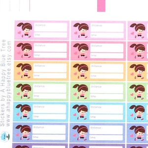 Happy Runner Girl Colorful Label Tracker Reminder Planner Stickers Erin Condren Cute Kawaii ECLP Happy Personal Mambi Run Half Marathon 5K