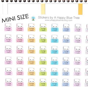 MINI Happy Change the Sheets Tracker Reminder Stickers Erin Condren Planner Personal A5 A6 Midori Mambi Kawaii Cute Funny Clean Chores Bed