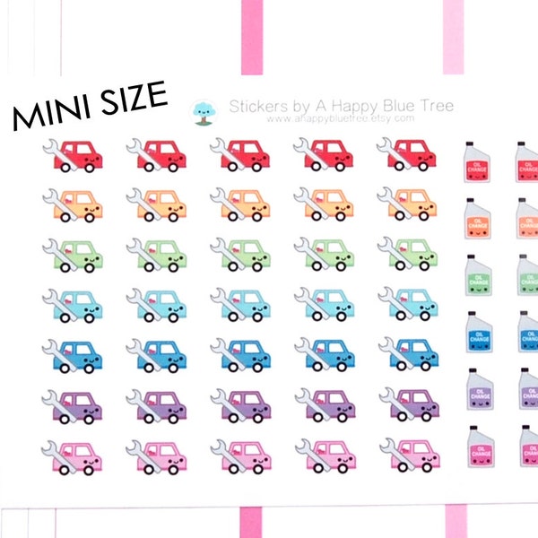 MINI Happy Car Maintenance Oil Change Rappel Tracker Cute Kawaii Planner Stickers Erin Condren Mambi Personal A5 Funny Repair