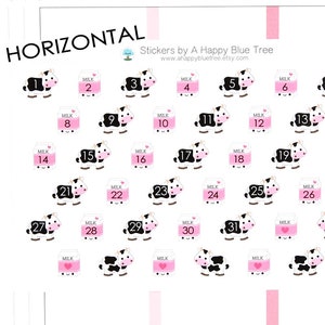 Happy Cow and Milk Date Dovers Covers for Horizontal Erin Condren Life Planner ECLP Kawaii Cute Funny Mambi Create 365 Dairy Carton Countdown
