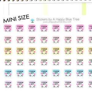 MINI Happy Eyebrow Appointment Reminder Tracker Cute Kawaii Planner Stickers Erin Condren Life Mambi Kikkik Personal Funny Brow Threading