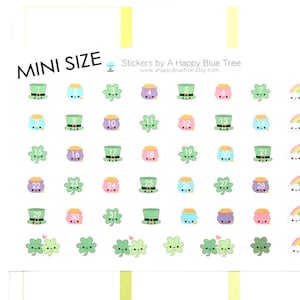 Tiny Happy St. Patrick's Day Monthly Date Dots Covers Erin Condren Life Planner ECLP A5 Personal Kawaii Cute Clover March Lucky Mini Gold