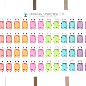 Happy Luggage Suitcase Reminder Cute Kawaii Planner Stickers Erin Condren Midori Notebook Scrapbook Travel Vacation Trip
