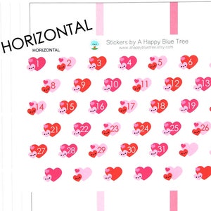 Happy Valentines Day Heart Date Dots Covers HORIZONTAL Erin Condren Life Planner ECLP Mambi Kawaii Cute Funny February Love