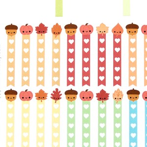 Happy Fall Leaf Acorn Flag Checklist Set for Erin Condren Life Planner Vertical 1.9" inch Kawaii Cute Funny School Work List Autumn