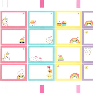 Happy Unicorn Rainbow Half Box Stickers Erin Condren Life Planner ECLP Mambi Vertical Horizontal Create Personal Kawaii Cute Funny Poo Cloud