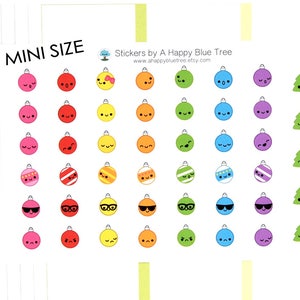 MINI Happy Christmas Ornaments Themed Stickers for Erin Condren Life Planner ECLP Mambi Personal A5 Plum Kikkik Midori Kawaii Cute Tree