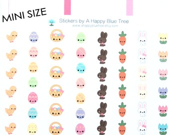 MINI Happy Easter Spring Stickers Erin Condren Life Planner ECLP Mambi Personal A5 A6 Kawaii Cute Funny Green March April Eggs Rabbit Bunny