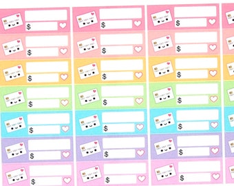 Carte de crédit heureux Bill label Tracker rappel mignon kawaii Personal Planner Stickers Erin Condren Kikkik Midori mambi drôle budget